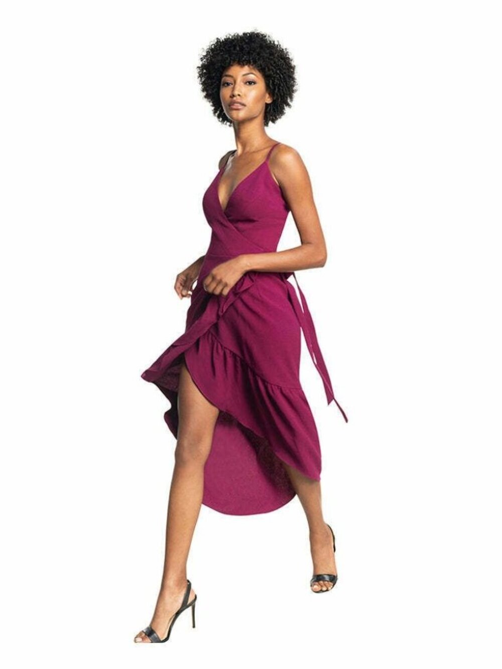 🆕DRESS THE POPULATION Delphine Wrap Dress Magenta Large 8-10 - Picture 5 of 12